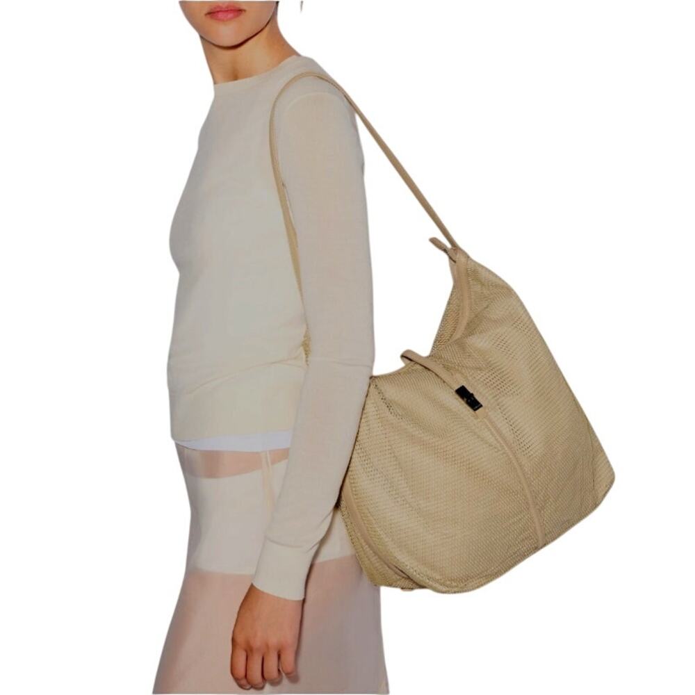 MZ Wallace Buff Ivory Mesh Large Astor Hobo Handbag